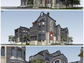 精品民国风格住宅别墅建筑su模型设计图下载 图片10.93mb 建筑模型库 su模型